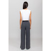 Women's Lauren Wide Leg Pleated Pocket Pant, Charcoal - Pants - 3