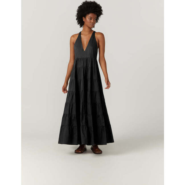 Women's Ryan Plunge Neck Sleeveless Tired Maxi Dress, Black - Dresses - 4