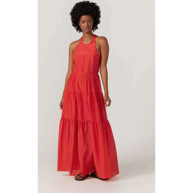 Women's Emmeline Sleeveless Wide Twisted Back Tired Maxi Dress, Candy Apple - Dresses - 3