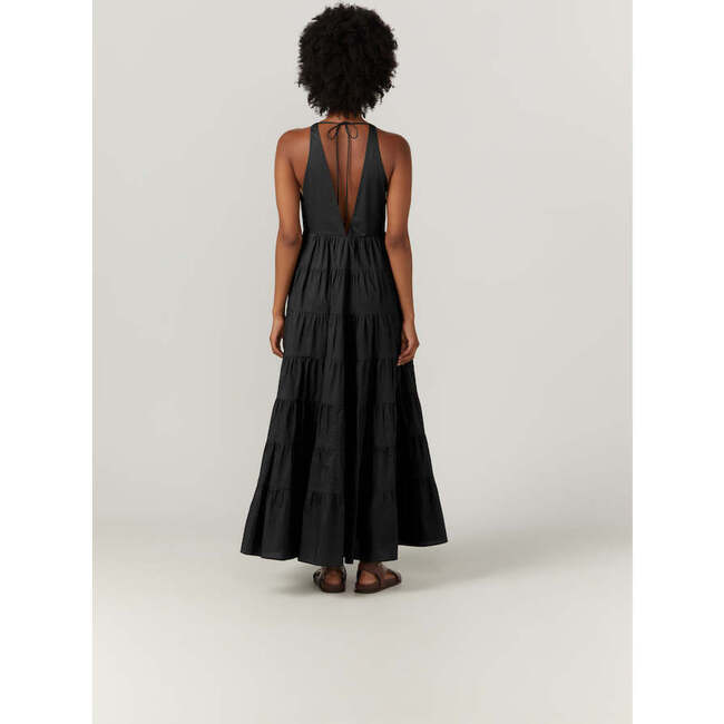 Women's Ryan Plunge Neck Sleeveless Tired Maxi Dress, Black - Dresses - 3