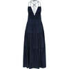 Women's Lolita Deep V-Neck Cross Tie Back Strap Maxi Dress, Hot Pink - Dresses - 5