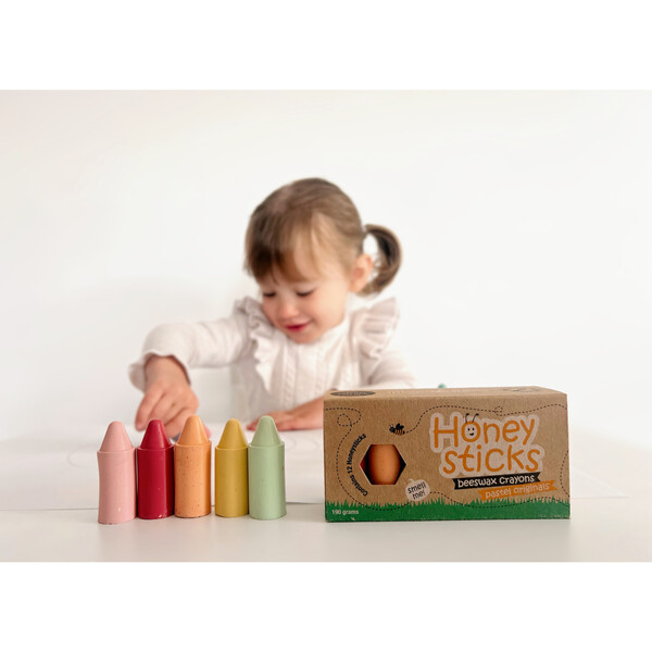 Honeysticks 100% Pure Beeswax Crayons (12 Pack) - Pastel Coloured, Non Toxic Crayons, Safe for Babies and Toddlers, for 1 Year Plus, Food-grade