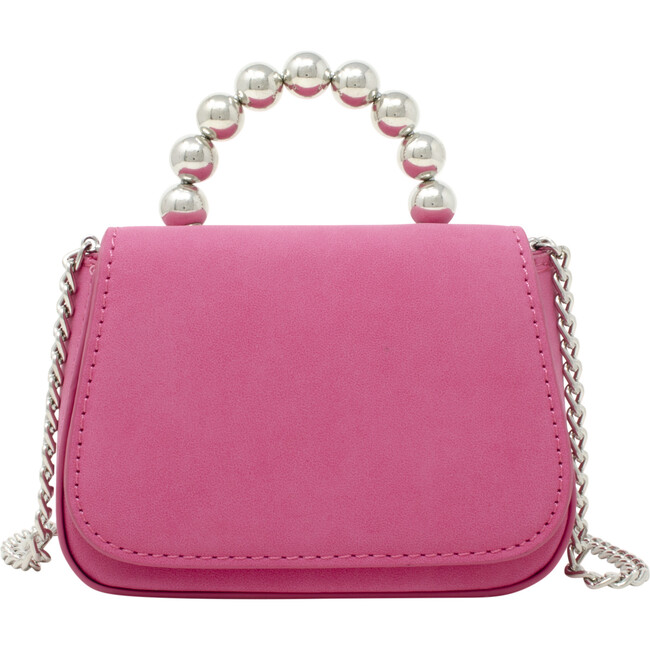 Tiny Metal Pearl Handle Handbag, Hot Pink