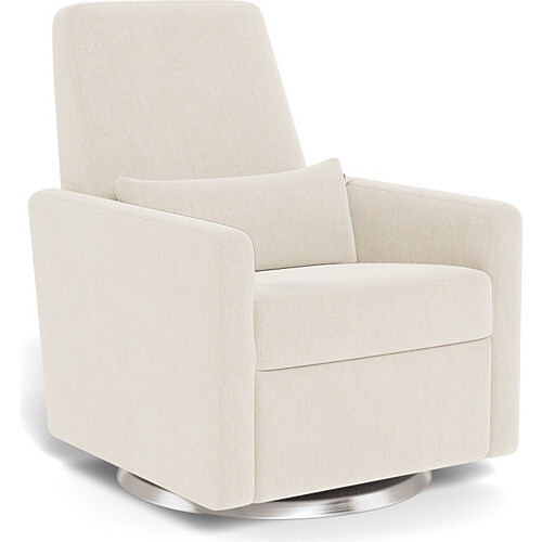 Motorized Grano Glider Recliner, Dune with Brushed Steel Swivel Base