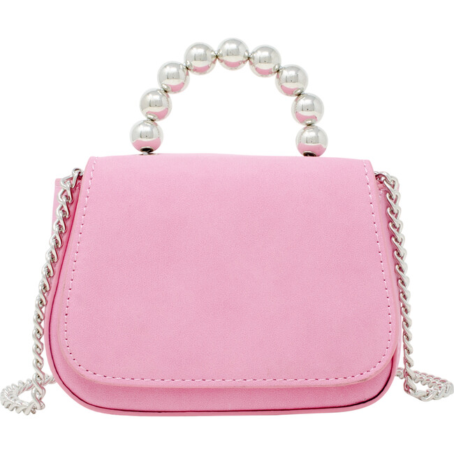 Tiny Metal Pearl Handle Handbag, Pink