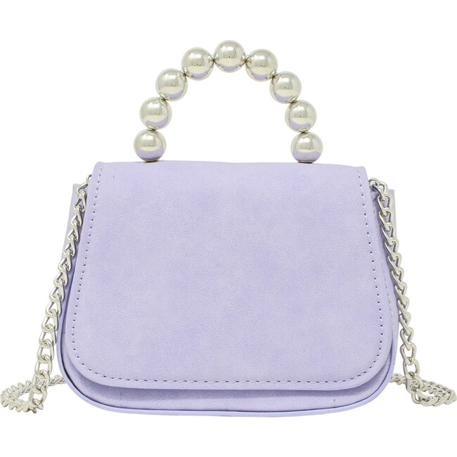 Tiny Metal Pearl Handle Handbag, Purple