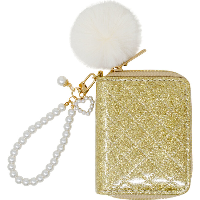 Sparkle Pearl Strap Wallet, Gold