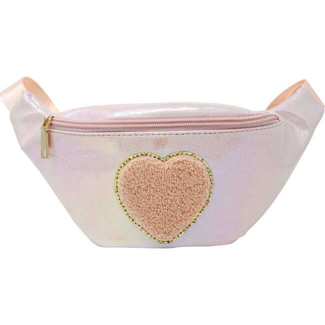Shiny Heart Patch Sling Bag, Pink