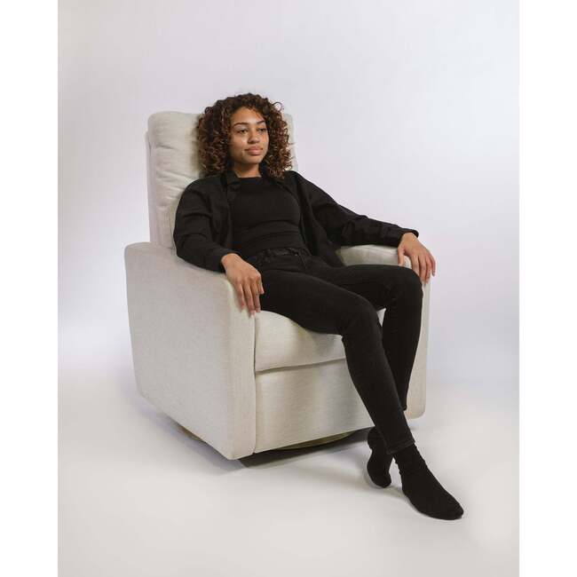 Motorized Matera Glider Recliner, Fog Grey with Gold Swivel Base - Nursery Chairs - 2