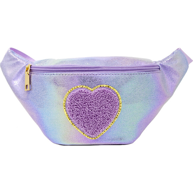 Shiny Heart Patch Sling Bag, Purple