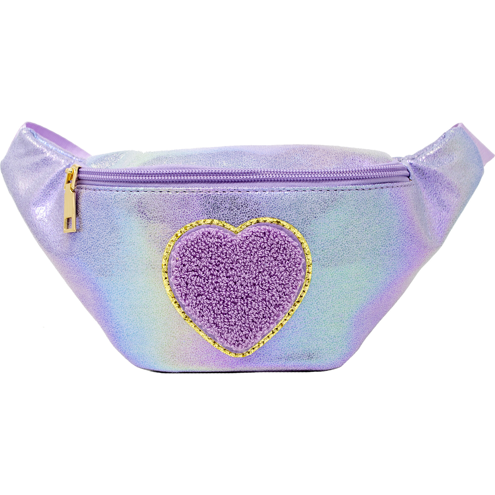 Shiny Heart Patch Sling Bag, Purple - Bags - 1
