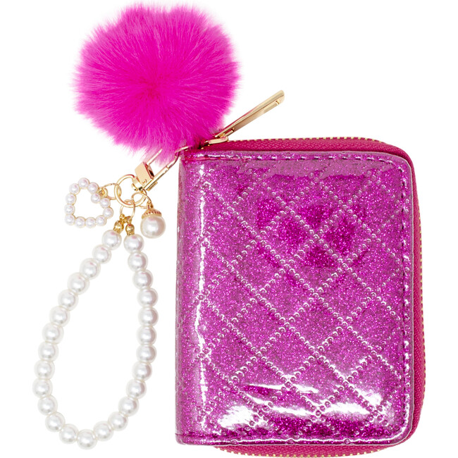 Sparkle Pearl Strap Wallet, Hot Pink