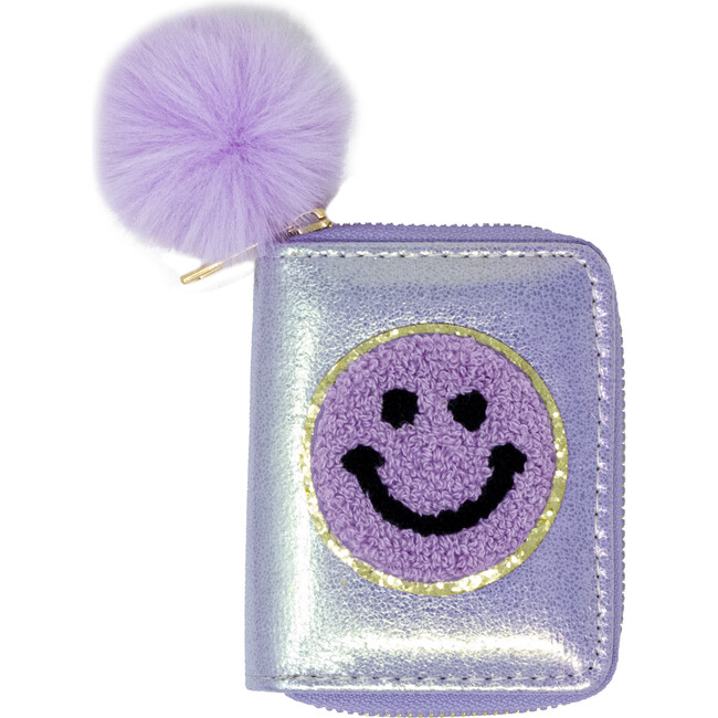 Shiny Happy Face Wallet, Purple