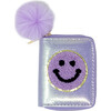 Shiny Happy Face Wallet, Purple - Bags - 1 - thumbnail