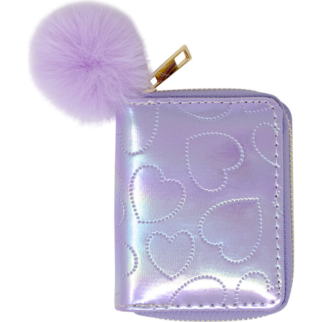 Shiny Dotted Heart Wallet, Purple