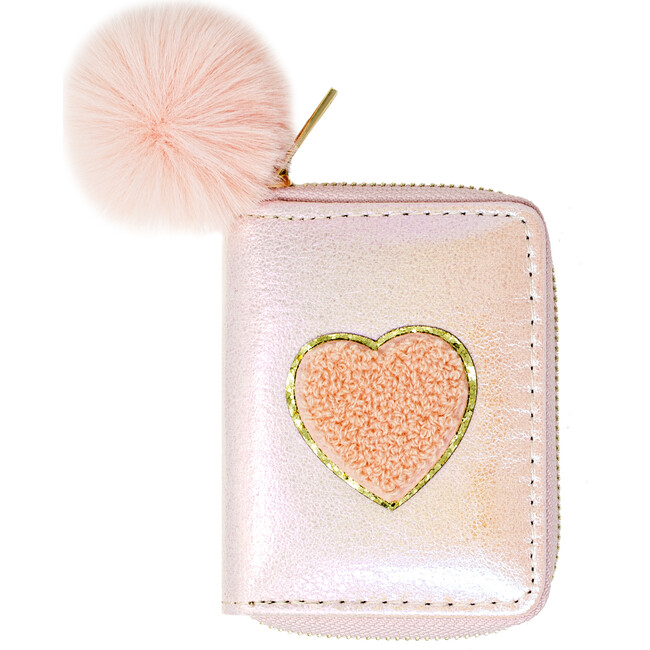 Shiny Heart Patch Wallet, Pink