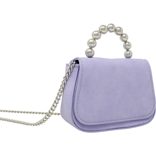 Tiny Metal Pearl Handle Handbag, Purple - Bags - 3