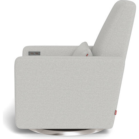 Motorized Grano Glider Recliner, Fog Grey with Brushed Steel Swivel Base - Nursery Chairs - 3