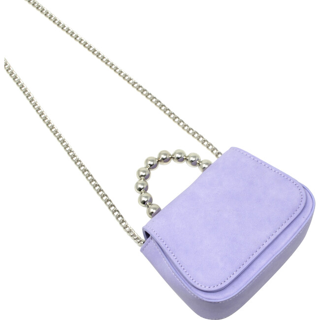 Tiny Metal Pearl Handle Handbag, Purple - Bags - 4