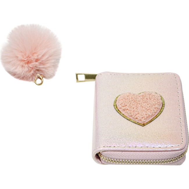 Shiny Heart Patch Wallet, Pink - Bags - 3