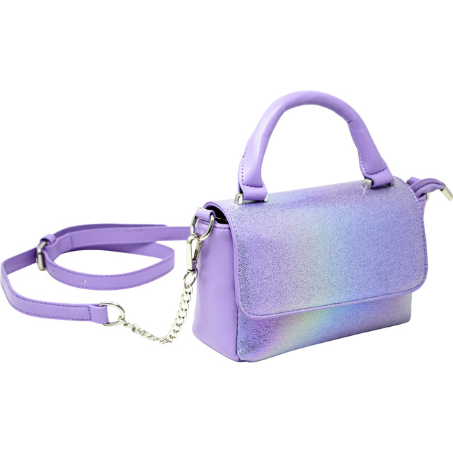 Shiny Baguette Handbag, Purple - Bags - 3