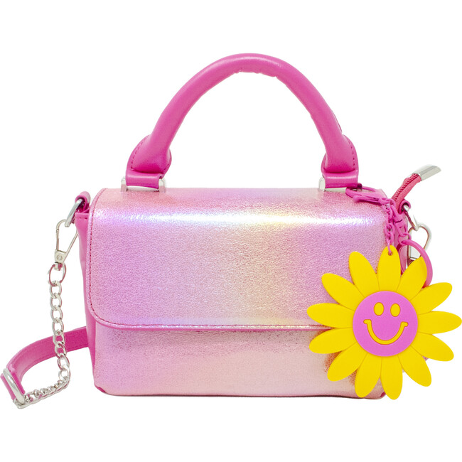 Shiny Baguette Handbag, Hot Pink