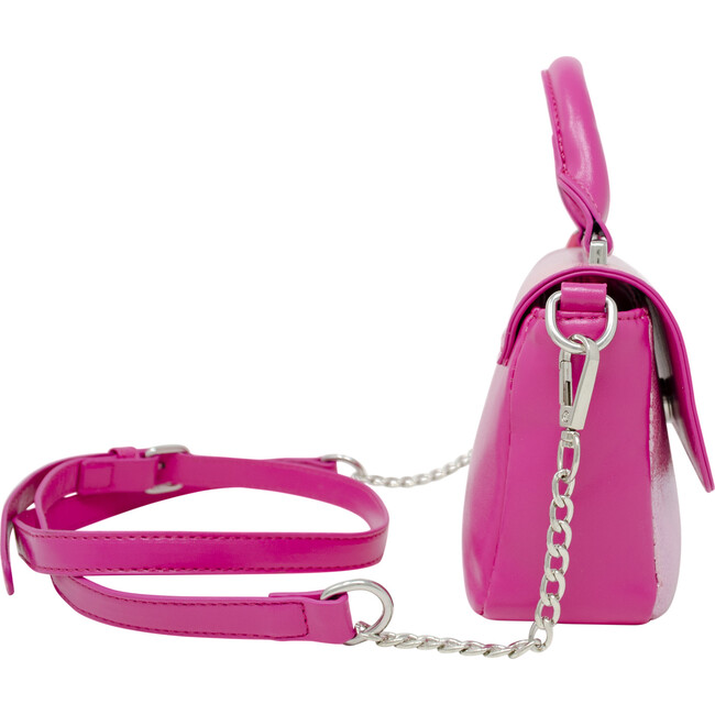 Shiny Baguette Handbag, Hot Pink - Bags - 2