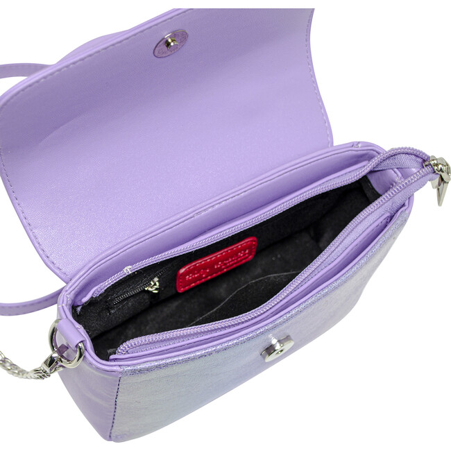 Shiny Baguette Handbag, Purple - Bags - 5