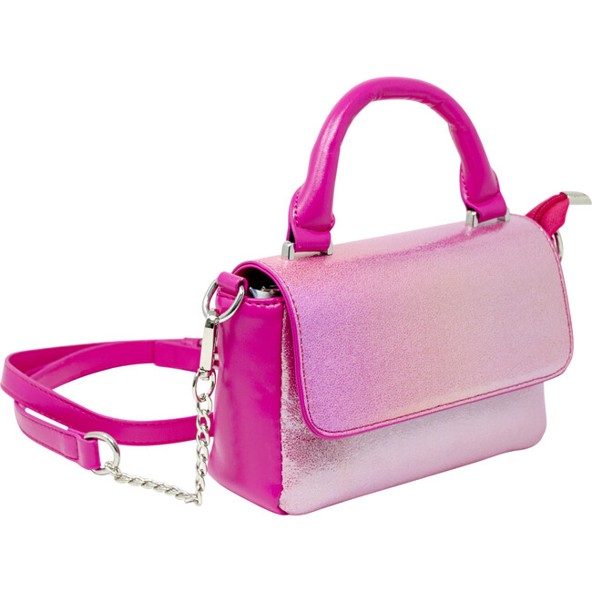 Shiny Baguette Handbag, Hot Pink - Bags - 3