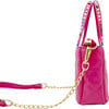 Quilted Rhinestone Tote Bag, Hot Pink - Bags - 2