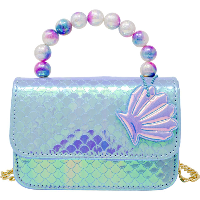 Mermaid Pearl Handle Seashell Handbag, Blue