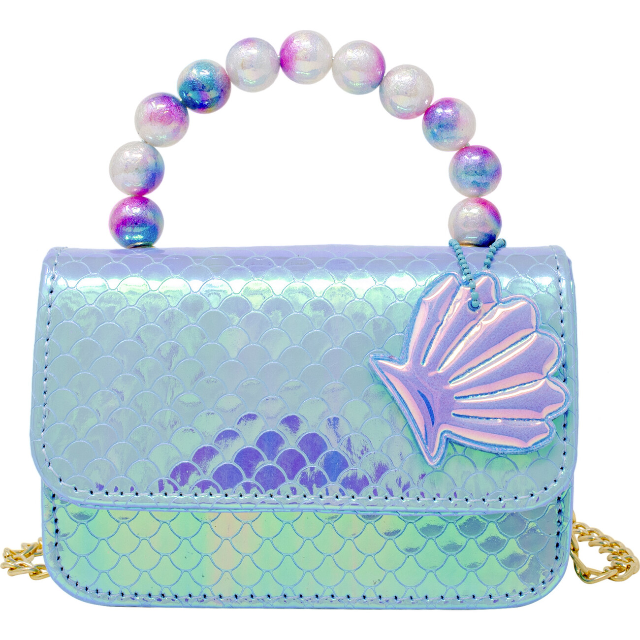 Mermaid Pearl Handle Seashell Handbag, Blue - Zomi Gems Bags