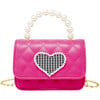 Quilted Pearl Handle Heart Bag, Hot Pink - Bags - 1 - thumbnail