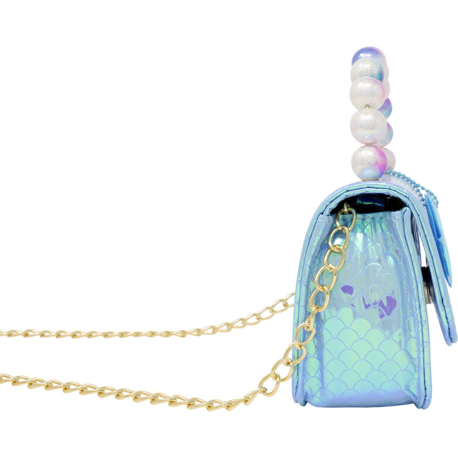 Mermaid Pearl Handle Seashell Handbag, Blue - Bags - 2