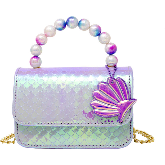 Mermaid Pearl Handle Seashell Handbag, Purple