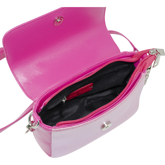 Shiny Baguette Handbag, Hot Pink - Bags - 5