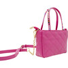 Quilted Rhinestone Tote Bag, Hot Pink - Bags - 3