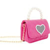 Quilted Pearl Handle Heart Bag, Hot Pink - Bags - 2