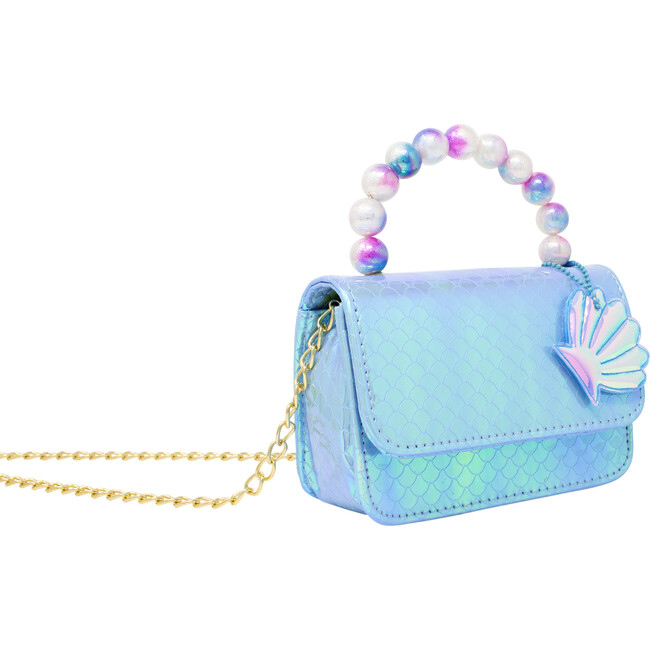 Mermaid Pearl Handle Seashell Handbag, Blue - Bags - 3