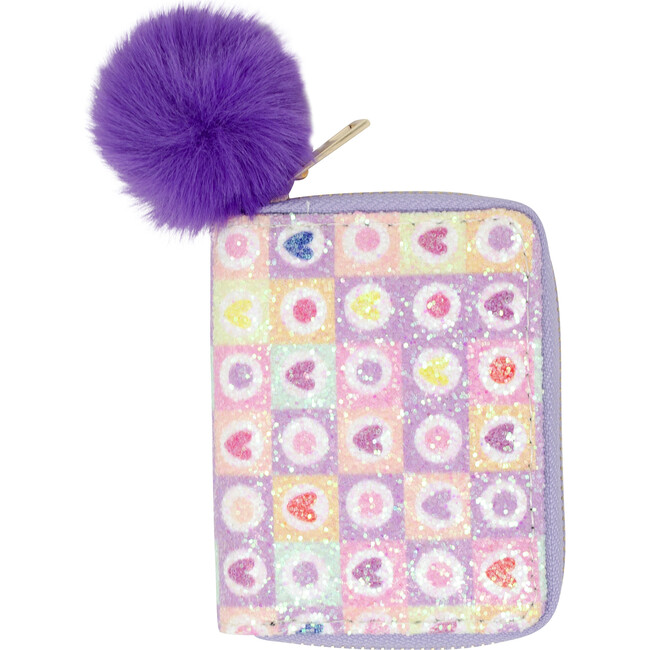 Glitter Hearts Wallet, Purple