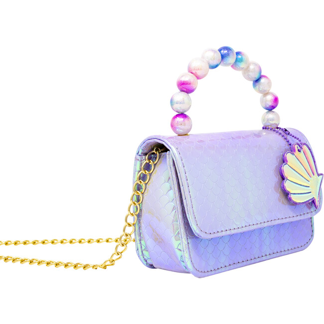 Mermaid Pearl Handle Seashell Handbag, Purple - Bags - 3