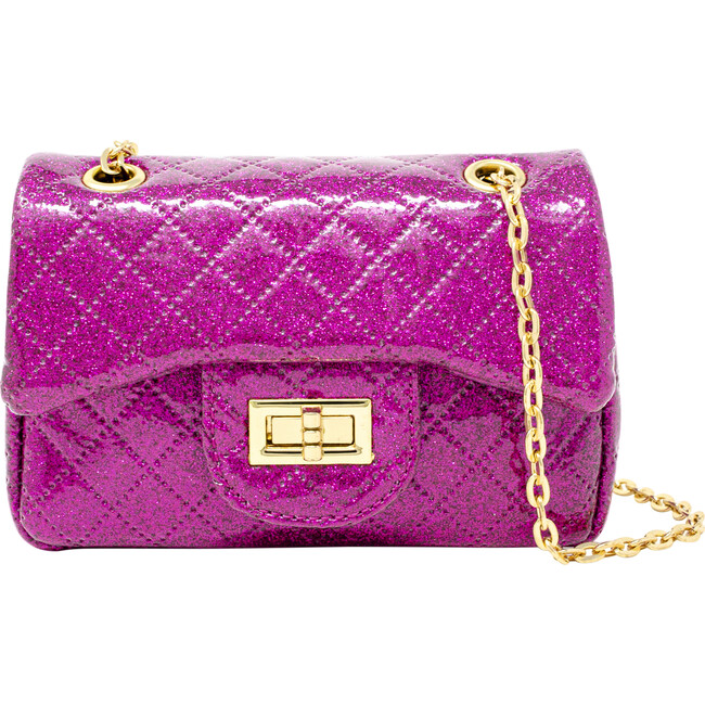 Classic Quilted Sparkle Mini Handbag, Hot Pink