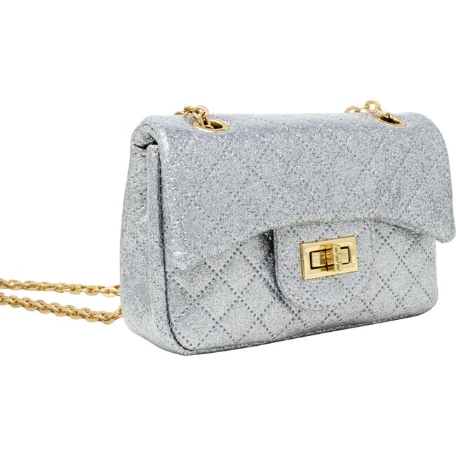 Classic Quilted Sparkle Mini Handbag, Silver - Bags - 3