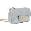 Classic Quilted Sparkle Mini Handbag, Silver - Bags - 3