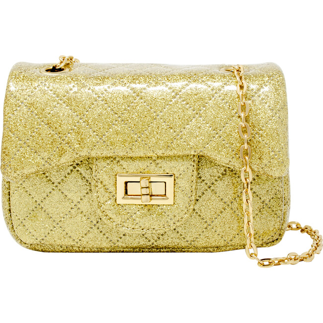 Classic Quilted Sparkle Mini Handbag, Gold