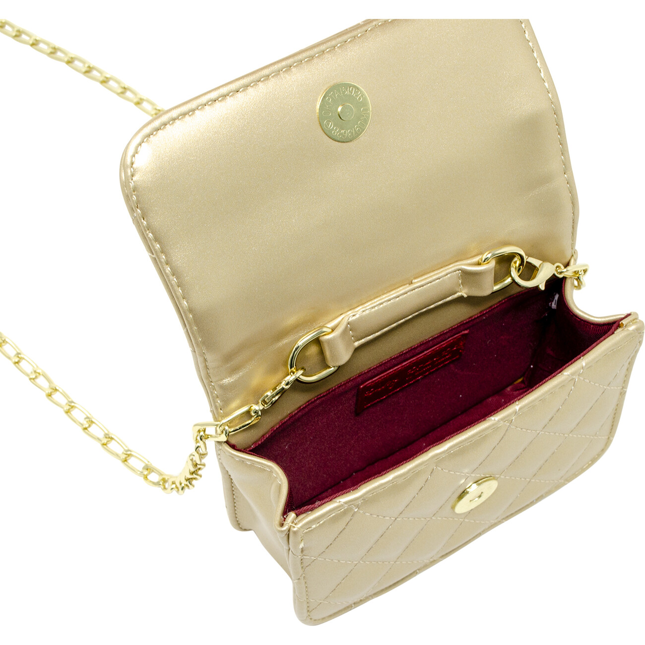 Quilted Pearl Handle Heart Bag, Gold - Zomi Gems Bags