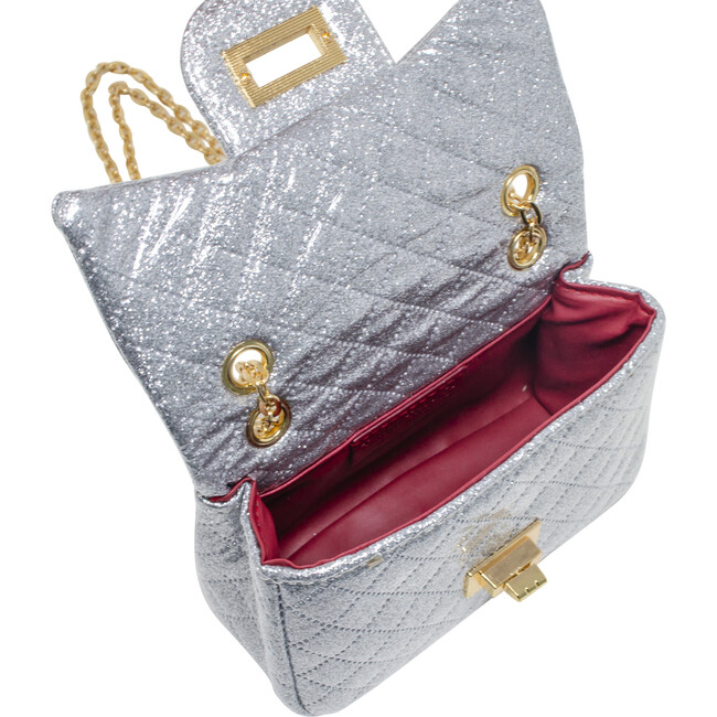 Classic Quilted Sparkle Mini Handbag, Silver - Bags - 5