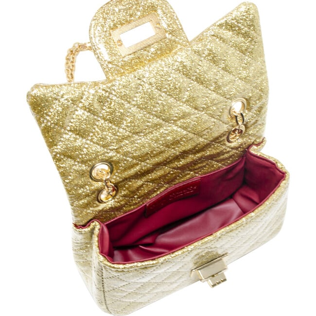 Classic Quilted Sparkle Mini Handbag, Gold - Bags - 4