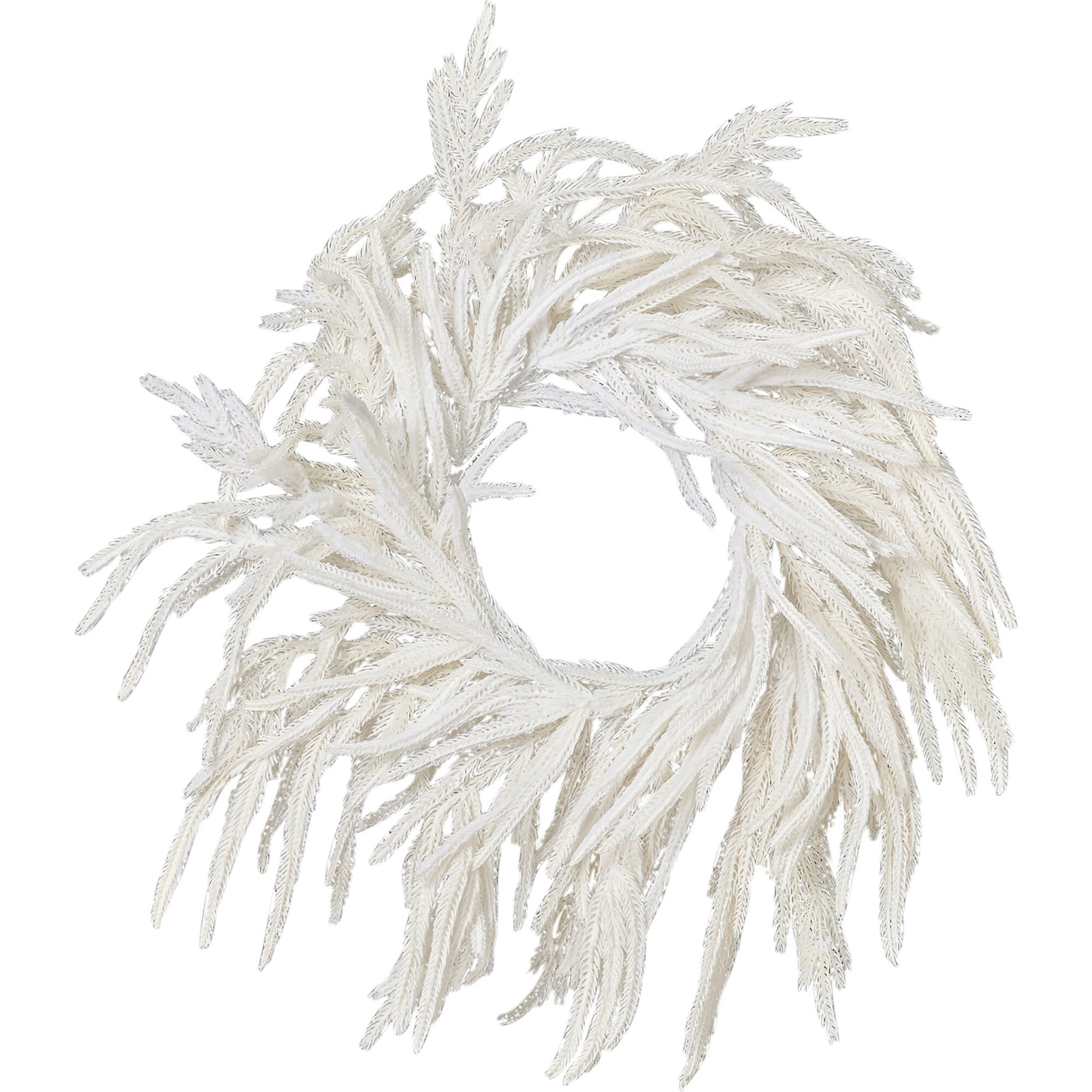 White Norfolk Pine Front Door Winter Wreath - Wreaths - 1