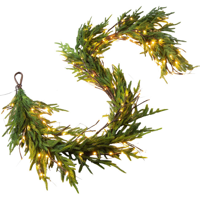 Twig Light & Green Norfolk Pine Pre-lit Winter Garland